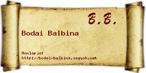 Bodai Balbina névjegykártya